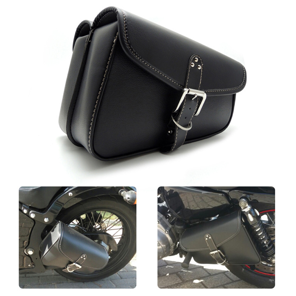Farfi Waterproof Motorcycle Faux Leather Luggage Storage Left Right Side Saddle Bag